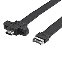 JMT Type-E to USB-C Front C Female Flat Cable USB3.2 GEN2 Front Panel Extender 10/20Gbps Bracket Extension Adapter 50cm