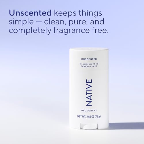 Image of Native Deodorant Contains Naturally Derived Ingredients, 72 Hour Odor Control, Deodorant for Women and Men, Aluminum Free, Unscented 2.65oz