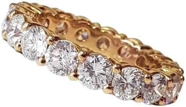 Purvika Jewels 3.50Ct Round Cut Lab Created Diamond Ring, Full Eternity Wedding Band, 14k Yellow Gold Plated 925 Sterling Silver