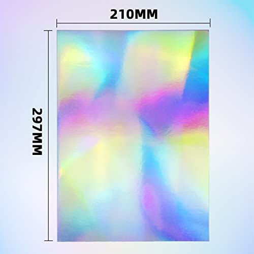 STRBOXONG A4 Holographic Silver Card 250gsm 297mm x 210mm Metallic Rainbow Cardstock Foil Paper for Arts and Crafts Scrapbooking Shimmer Mirror Finished Shiny Sheets (10 Sheets) - Image 2