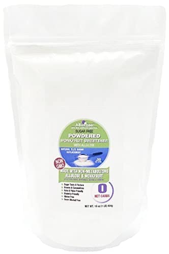 Monkfruit edulcorante sustituto de azúcar en polvo 11 con alulosa Keto sin OMG sin azúcar sin alcohol 16 oz