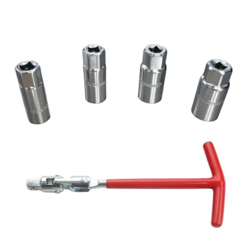 CGXYK 4-Size T-Handle Spark Plug Socket Set (14mm/16mm/18mm/21mm) Universal 5/8 & 13/16 Spark Plug Wrench for Small Engine Lawn Mower Motorcycle Car Repair