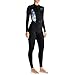 DYNWAVE Adults Women Wetsuit Thin Diving Suit Swimwear Front Zip Full Body Swimsuit Wet Suit for Swimming Scuba Diving Water Sports, Black S