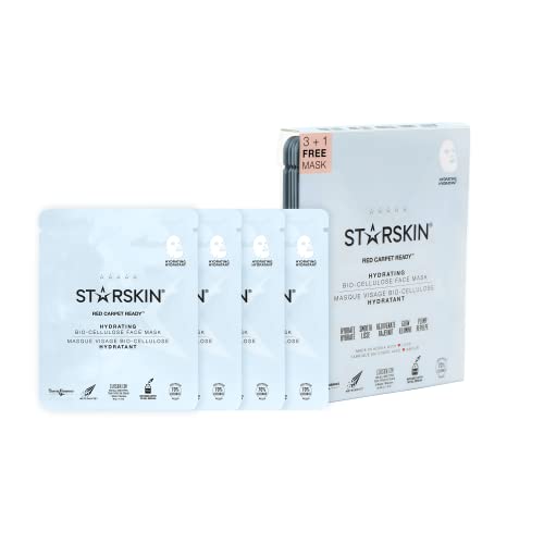 STARSKIN Red Carpet Ready (3+1), Coconut Bio-Cellulose Hydrating Face Mask for all Skin Types Glass Skin