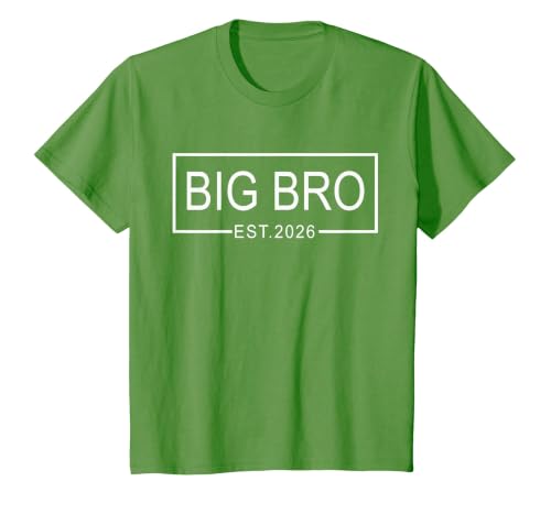 Big Bro Est. 2026 New Big Brother Pregnancy Announcement T-Shirt, Youth, Grass Green, Large