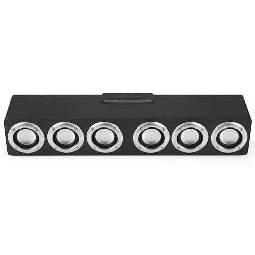 Voltstech Home Theater System Speakers Bass Smart 5.1 Bluetooth Wood Wireless 12W Music Player Stereo Soundbar Boombox for TV Desktop Laptop Smartphone Tablet - Black