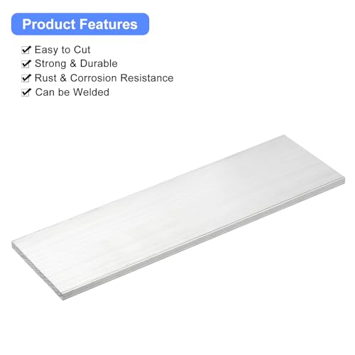 Image of uxcell Square Aluminum Flat Bar, 1 /4 inch Thick 2.8 inch Width 10 inch Length Square Aluminum Bar 6061 Aluminum Flat Plate, 6 x 70 x 254mm T6511 Solid New Mill Stock for Industrial Building