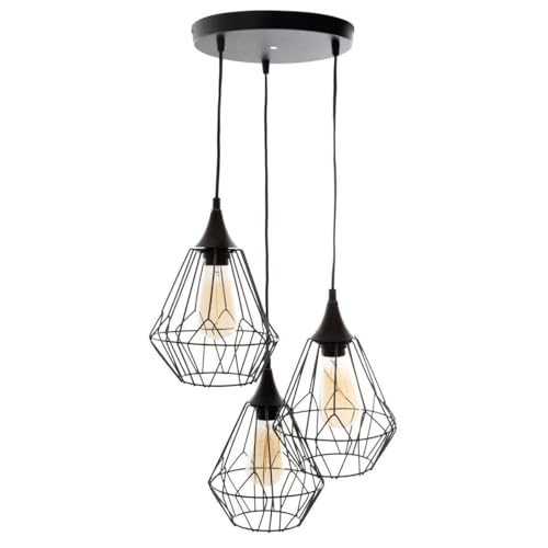 Paris Prix Atmosphera Créateur d'intérieur - Lampe Suspension à 3 Têtes Tarbes 80cm Noir