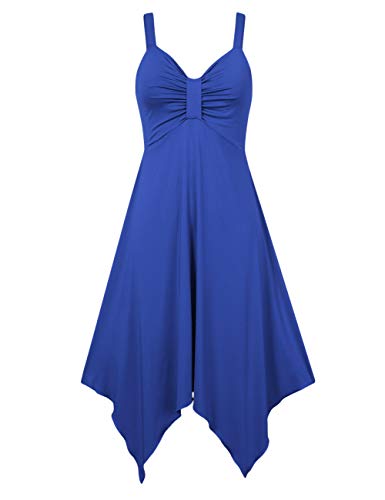 Leadingstar Women's V-Neck Summer Casual Party Slip Midi Dress (Royal Blue, XL)