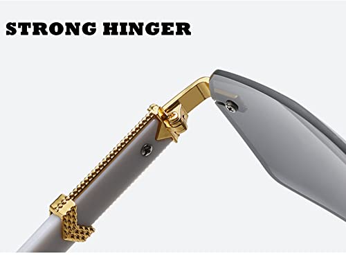 Ade Wu Retro Vintage Rimless Rectangle Sunglasses Gold Hip Hop Tint Lense Framless Sun Glasses For Women Men (Gold/Grey) #TOP4