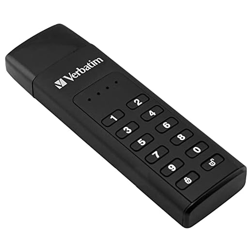 Verbatim 49430 Keypad Secure USB-minne I USB Type-C I 32 GB I Minnesminne med lösenkodsskydd och kryptering I inkl. USB-C förlängningskabel I USB Type-C för bärbar dator Notebook & Co I svart