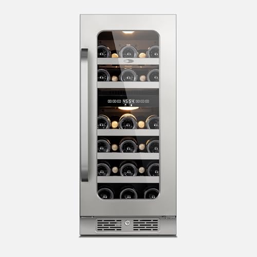 Image of Whynter BSR-029DW 15 inch Built-ln 29 Bottle Undercounter Stainless Steel Wine Fridge with Reversible Door, Digital Control, Lock, and Carbon Filter