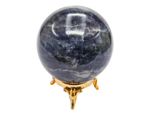 Image of Certified Iolite Crystal Ball for Meditation - Premium Crystal Vastu Items for Home and Feng Shui Items for Good Luck - Ideal for Pooja Supplies and Spiritual Practices (2.5 inch Inch)