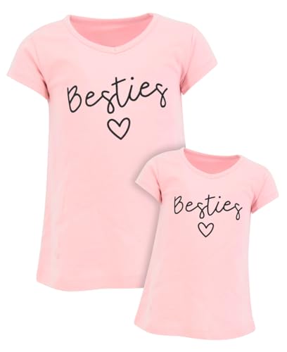 Besties Matching Mommy and Me Outfits Mom Daughter Shirts Mothers Day Outfits Mama Mini Clothing (S, Pink)