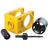 Türschloss-Installationsset für Holztüren mit 4-stufiger Einrichtung, verstellbarer Kunststoffführung, Lochsägen und genauer Schloss-Installation (rot)