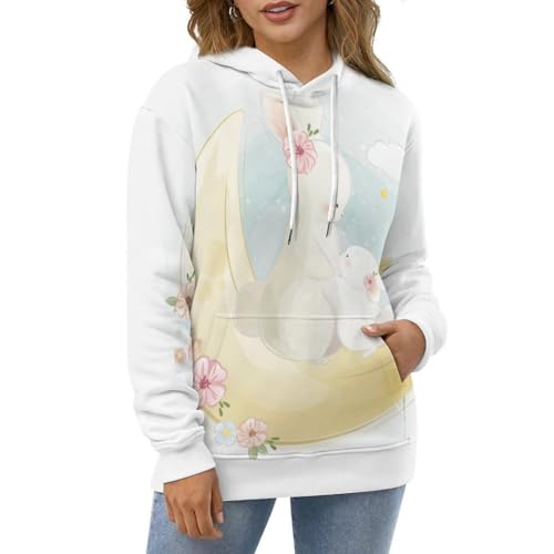 Sweat à capuche lapin de lune UMENG pull décontracté pour vos moments cocooning - 5