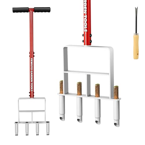 Herramienta manual para airear césped con 4 tubos cónicos miniatura 1