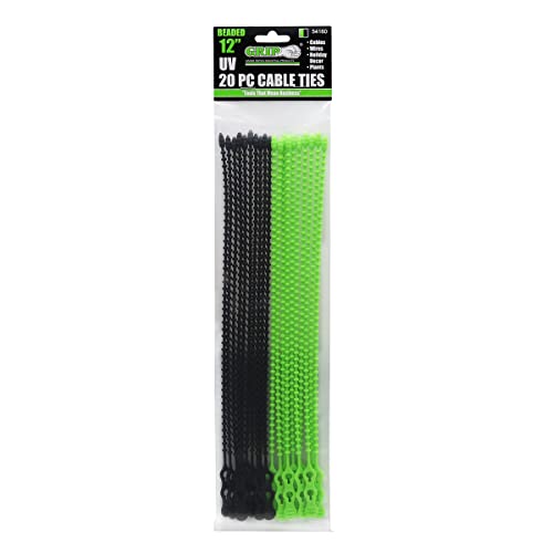 Grip 20pc 12" Beaded Cable Ties - Loop tensile strength: 70 lbs - Working temperature: -40°F to 185° F - Home, Garage, Workshop
