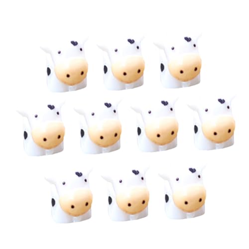 DIYEAH 10 Stück Miniatur Kuhfiguren aus Robustem Kunstharz Weiß Dekorative Bonsai und Gartendeko für Selbstgemacht Landschaftsgestaltung und Feengarten