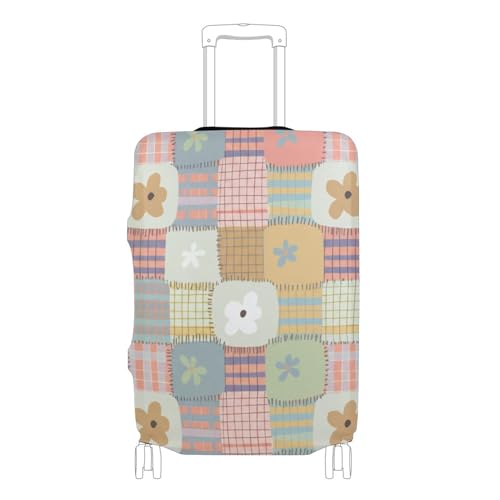 Joisal Luggage Protector Suitcase Cover Custom Protective Flower Travel Vacation Essentials Colorful Squares Pastel, M, Fits 22-24 Inch Case