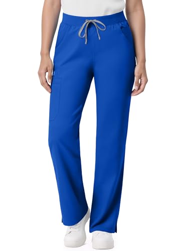 Image of Scrub Pants for Women - Straight Leg Medical Scrub Pants with 6 Pockets - Drawstring Soft Stretch Women Scrub Pant