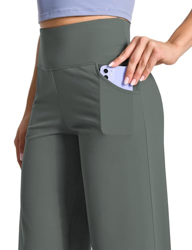 Image of BUBBLELIME Women High Waist Wide Legs Yoga Pants Loose Sweatpants Pockets | 29 inch /31 inch /33 inch /35 inch /37 inchInseam,2 Styles / Dress /Basic,Lounge,Comfy,Stretch Casual Work