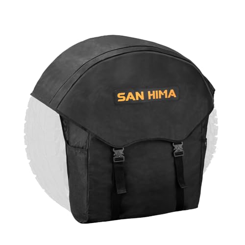 SAN HIMA Spare Tire Trash Bag 18.5 Gallons Fits 31-35 Tire - Cargo Storage Bag w/Reflective Strips for Off-Road 4x4 4WD Truck SUV Car