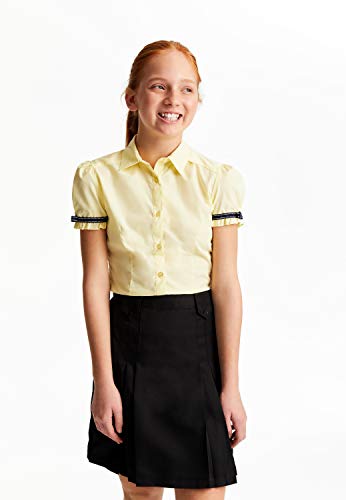 Image of French Toast Big Girls' Short Sleeve Ribbon Bow Blouse