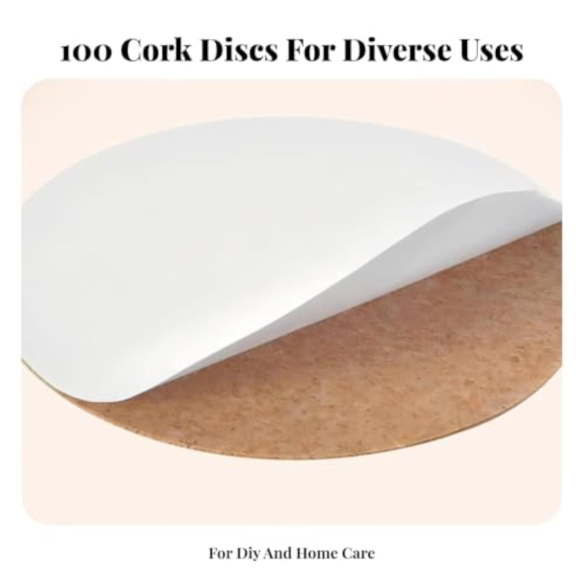 Self-Adhesive Cork Coasters, 100 Pieces