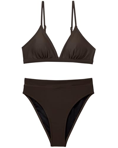 SUUKSESS Women Sexy High Waisted 2 Piece Bikini Sets Triangle High Cut Swimsuits3