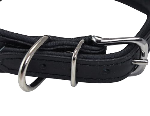 Dogs My Love Z-CH/499-1 Real Leather Extra Wide Padded Tapered Dog Collar  thumb #3