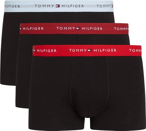 Tommy Hilfiger Calzoncillos bóxer Pack de 3 Hombre Trunks con Logotipo en la Cintura, Multicolor (Prim Red/Reg Red/Vess BLU), S Tommy Hilfiger Calzoncillos bóxer Pack de 3 Hombre Trunks con Logotipo en la Cintura, Multicolor (Prim Red/Reg Red/Vess BLU), S