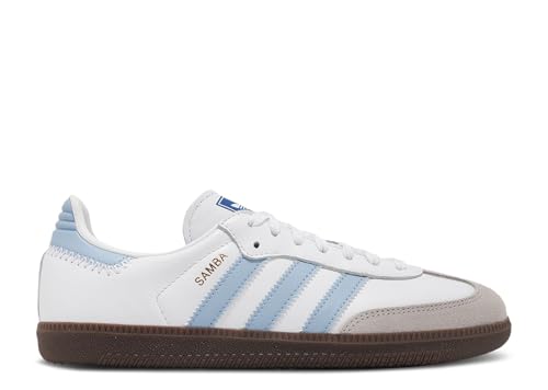 adidas Men's Samba Soccer Shoes, Foowear White/Clear Sky/Blue, Size 11.5