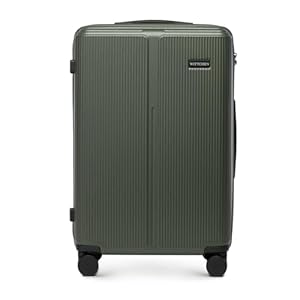 WITTCHEN Stripes Line Middelgrote koffer 67,5 x 45 x 27 cm (L) | Harde ABS reiskoffer 65 l, 4 wielen 360° | Voor KLM/Transavia/Easyjet, cijferslot, telescoopgreep | Kleur: Khaki