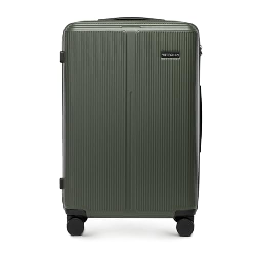 Wittchen Stripes Line Valigia Media (L) | 67,5 × 45 × 27 Cm (65 L), Abs Rigido, 4 Ruote 360° E Lucchetto Combinazione | Trolley Da Viaggio Formato L, Ryanair/Ita Airways - Colore: Kaki-image
