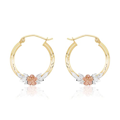 Real Yellow14K Gold Hoop Earrings For Women's Girls Mom| Lightweight Hoops Solid Jewelry For Hypoallergenic & Sensitive Ears Tricolor Rose Shiny & Round Original 14 Karat For Valentine Gifts (20Mm) #TOP6