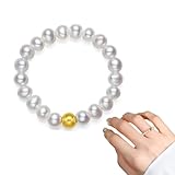 KEWUF Perlenring, Elastische Perlenringe Damen, Antistress Ring aus Perlen 3mm, Elastische Anxiety Rings, Perlen Ringe Damen Elastisch, Kugelring, Glücksring