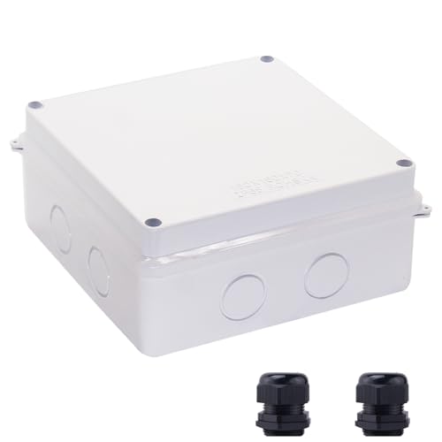 Image of Junction Box, Reserved Holes Electrical Boxes Waterproof IP65 ABS Plastic Electrical Power Cord Enclosure Project Box White 5.9 x 5.9 x 2.8 inch(150x150x70mm)