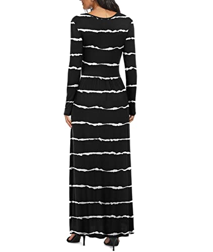 Image of LILBETTER Women Long Sleeve Deep V Neck Loose Plain Long Maxi Casual Dress