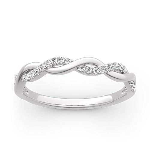 Jeulia Moissanite Twist Round Cut Gold Band for Engagement Anniversary Eternity Promise Wedding Band Ring Set with Jewelry Box