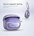 SURITCH Case for Raycon Everyday Earbuds Plus, Shockproof Magnetic Case for Everyday 2024 Edition Bluetooth True Wireless in-Ear Buds, Protective Cover with Magnetic Lid Lock & Carabiner, Purple