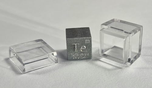 Image of 0.39 inch 10mm Tellurium Metal Cube Te up to 99.99% Pure Periodic Table Element Engraved Density Collection Science Education Display Block Cube + Acrylic Case Box - 1PC