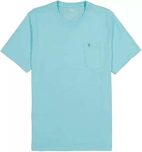 IZOD Men's Saltwater Short Sleeve Solid T-Shirt with Pocket, Tanager Turquoise, Medium