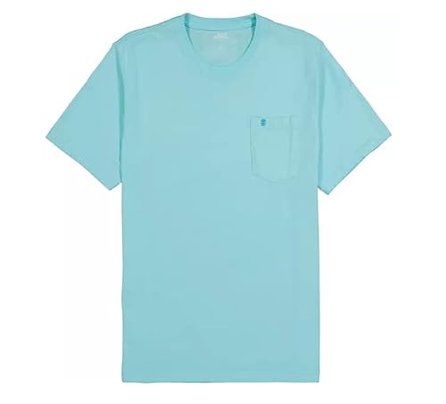Izod Men's Saltwater Short Sleeve Solid T-Shirt With Pocket, Tanager Turquoise, Medium #TOP2