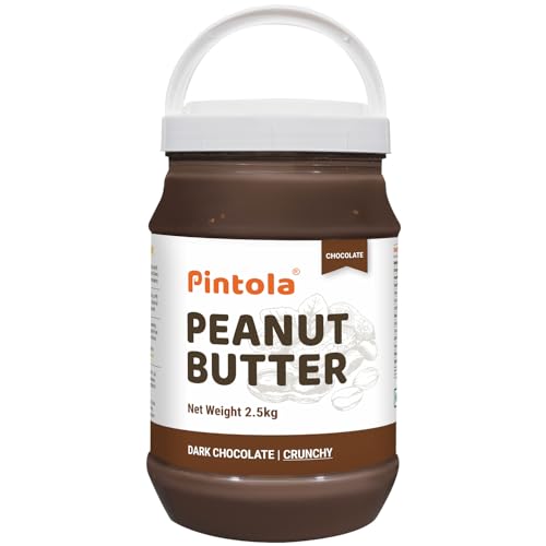 Pintola Peanut Butter Chocolate Flavour Crunchy 2.5kg -18.6g Protein & 5.2g Dietary Fiber, Gluten Free, Zero Cholesterol & Trans Fat, Vit E & B3, Dark Chocolate.