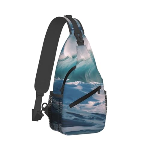 Bolso Cruzado Ocean Waves para Hombre y Mujer Negro miniatura 2