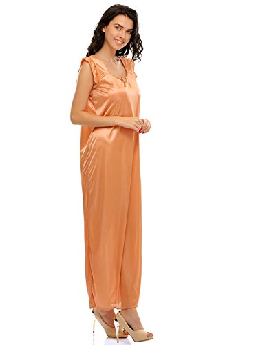 Clovia Women's Cotton Standard Length Regular Fit Long Nightdress (Nsm282P24O_Beige_Free Size - Image 3