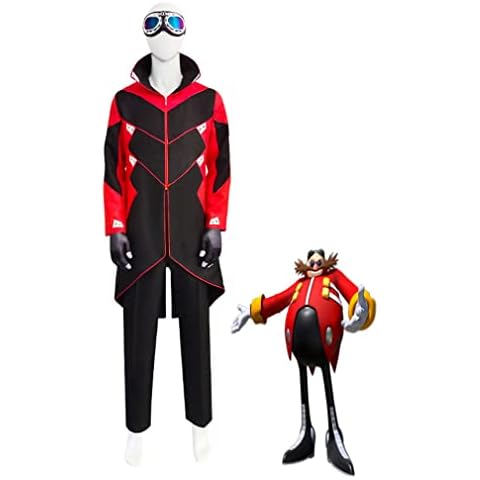 CGBF-Ivo Robotnik Dr Eggman Cosplay Costume with Glasses Gloves Full Set,Adult Halloween Carnival Suit Game Party Fancy Dress Outfits,Red,M Cover