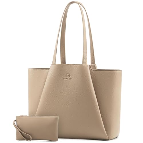 Image of LOVEVOOK Laptop Tote for Women - 15.6 Inch Faux Leather Laptop Bag with Clutch, Large Capacity Office Purse Computer