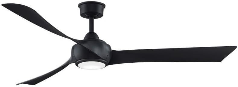 Fanimation Wrap Custom - 3 Blade Ceiling Fan with Light Kit-16.55 Inches Tall and 64 Inches Wide-Black Finish-Black Blade Color